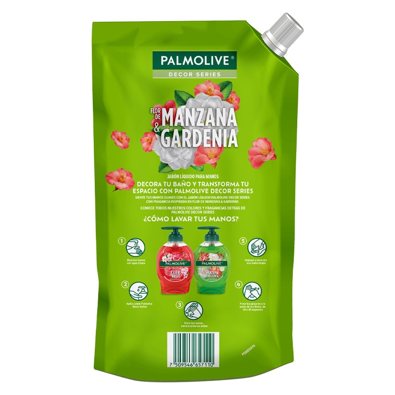 Jabón líquido manos Manzana y Gardenia Decor Series atrás Jabón líquido manos Manzana y Gardenia Decor Series atrás