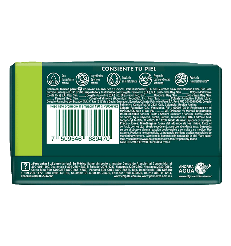 Instrucciones de uso y componentes Jabón Palmolive Naturals Mandarina y Romero Instrucciones de uso y componentes Jabón Palmolive Naturals Mandarina y Romero